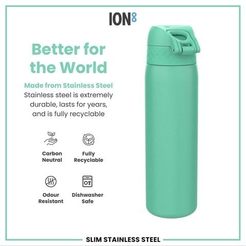 ION8 - Paslanmaz Çelik İnce Suluk - Turkuaz - 600 Ml - Sızdırmaz