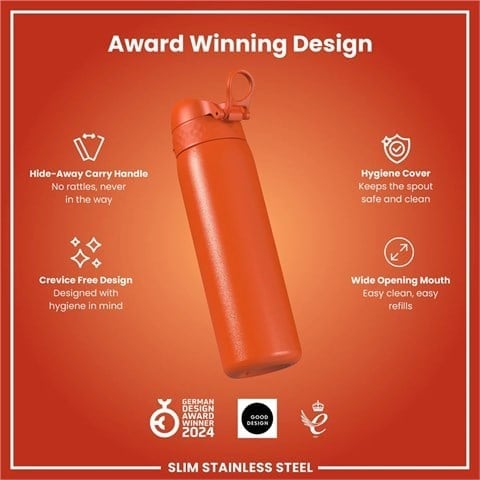 ION8 - Paslanmaz Çelik İnce Suluk - Turuncu - 600 Ml - Sızdırmaz