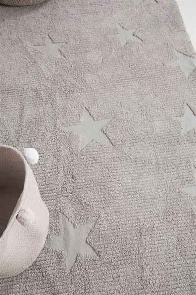 Lorena Canals Hippy Stars Gri Çocuk Odası Kilimi  Lorena Canals