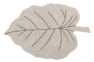 Lorena Canals Yaprak Desenli Monstera Halı Naturel Çocuk Odası Halıları