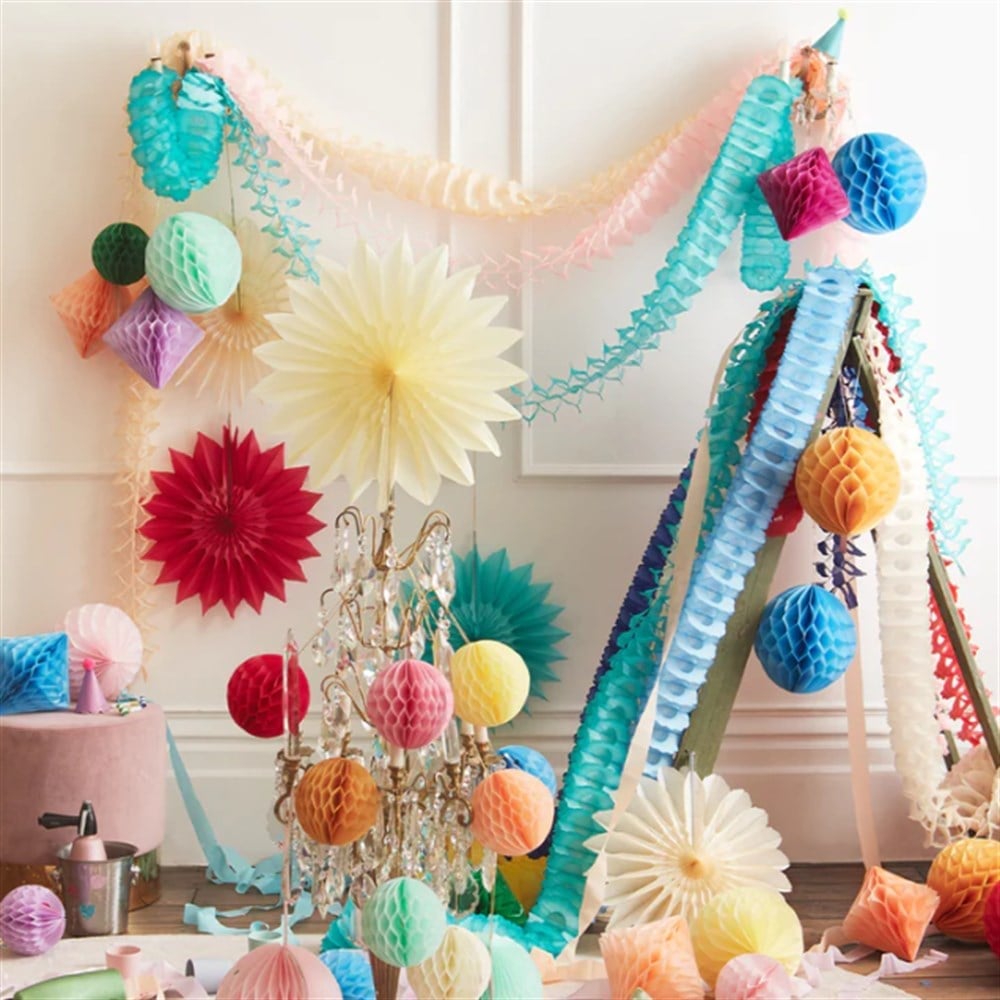 Meri Meri - 3 Pink Honeycomb Garlands - Pembe Petek Asılan Süsler - 3Lü