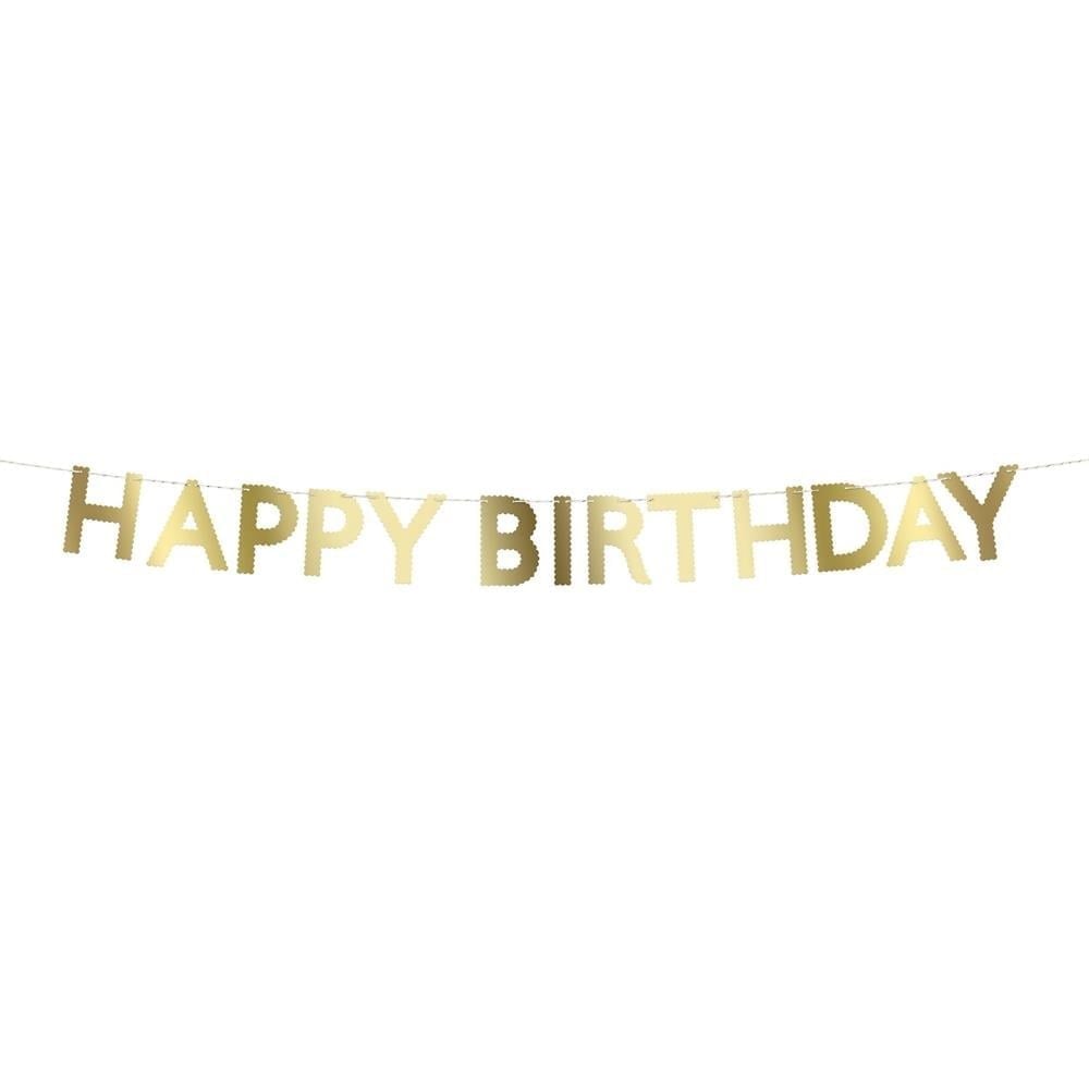 Meri Meri - Altın Varaklı Happy Birthday Asılan Süs