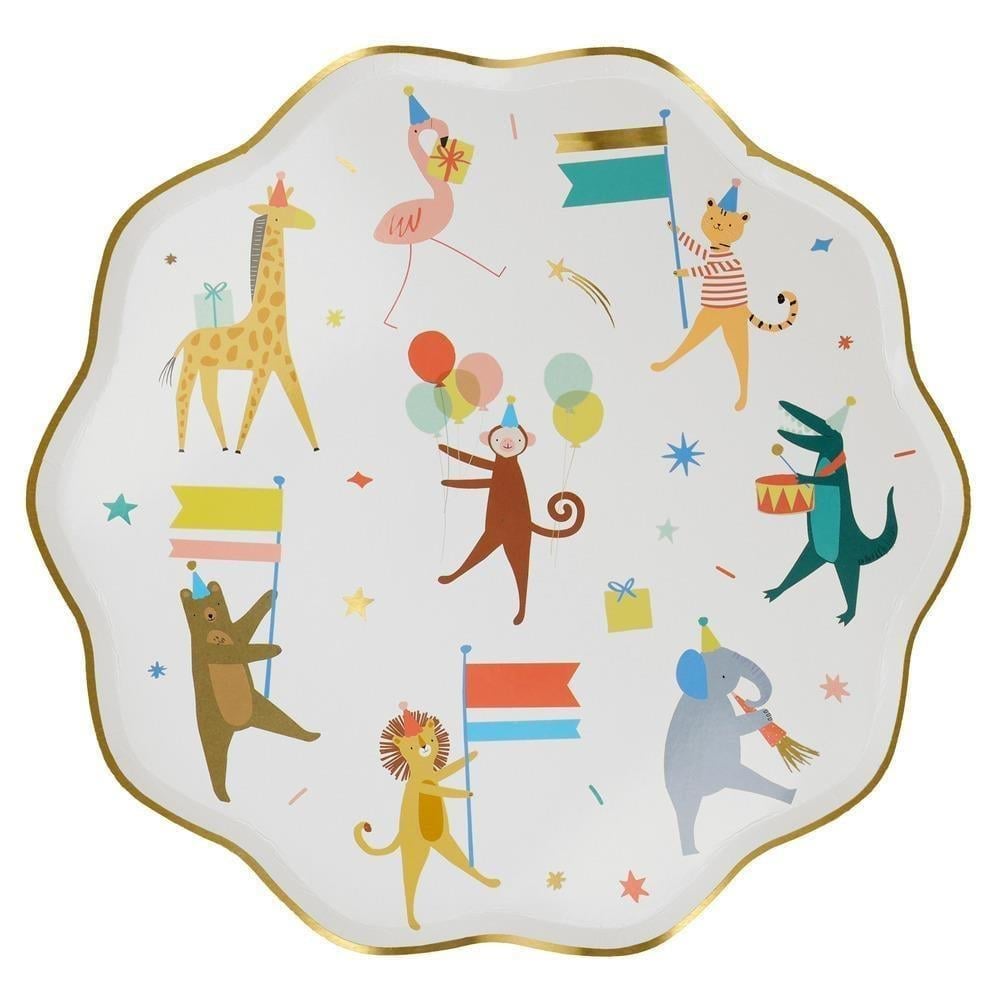 Meri Meri - Animal Parade Dinner Plates - Hayvan Geçit Töreni Tabaklar (L) (8'Li)