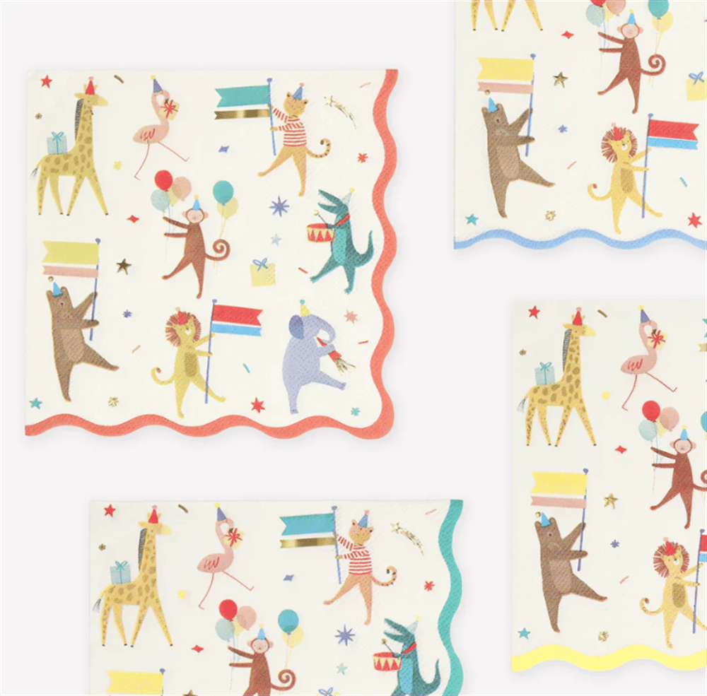 Meri Meri - Animal Parade Large Napkins - Hayvanlar Geçit Töreni Peçeteler (16'Lı)