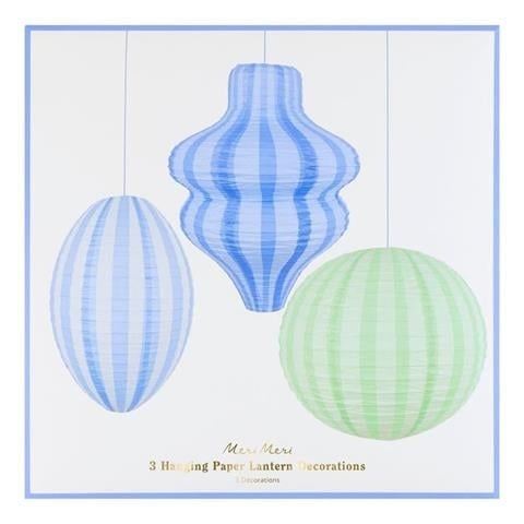 Meri Meri - Blue Lanterns - Mavi Fener Asılan Süsler - 3 Adet