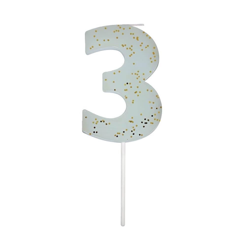 Meri Meri - Blue Number 3 Candle - 3 Numara Mavi Mum
