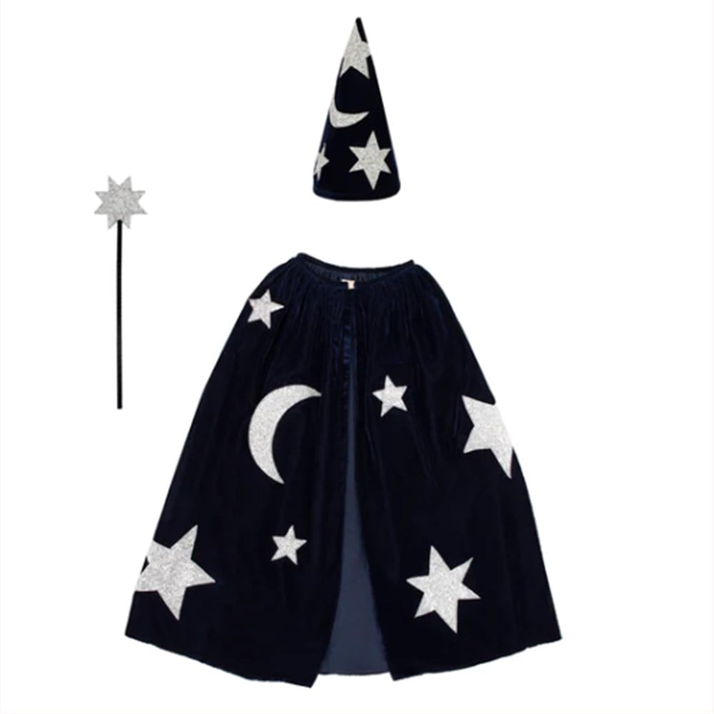 Meri Meri - Blue Velvet Wizard Costume - Mavi Büyücü Kostümü