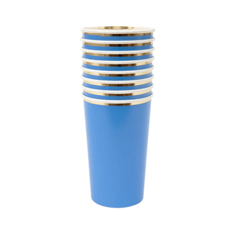 Meri Meri - Bright Blue Highball Cups - Parlak Mavi Bardaklar - L - 8'Li