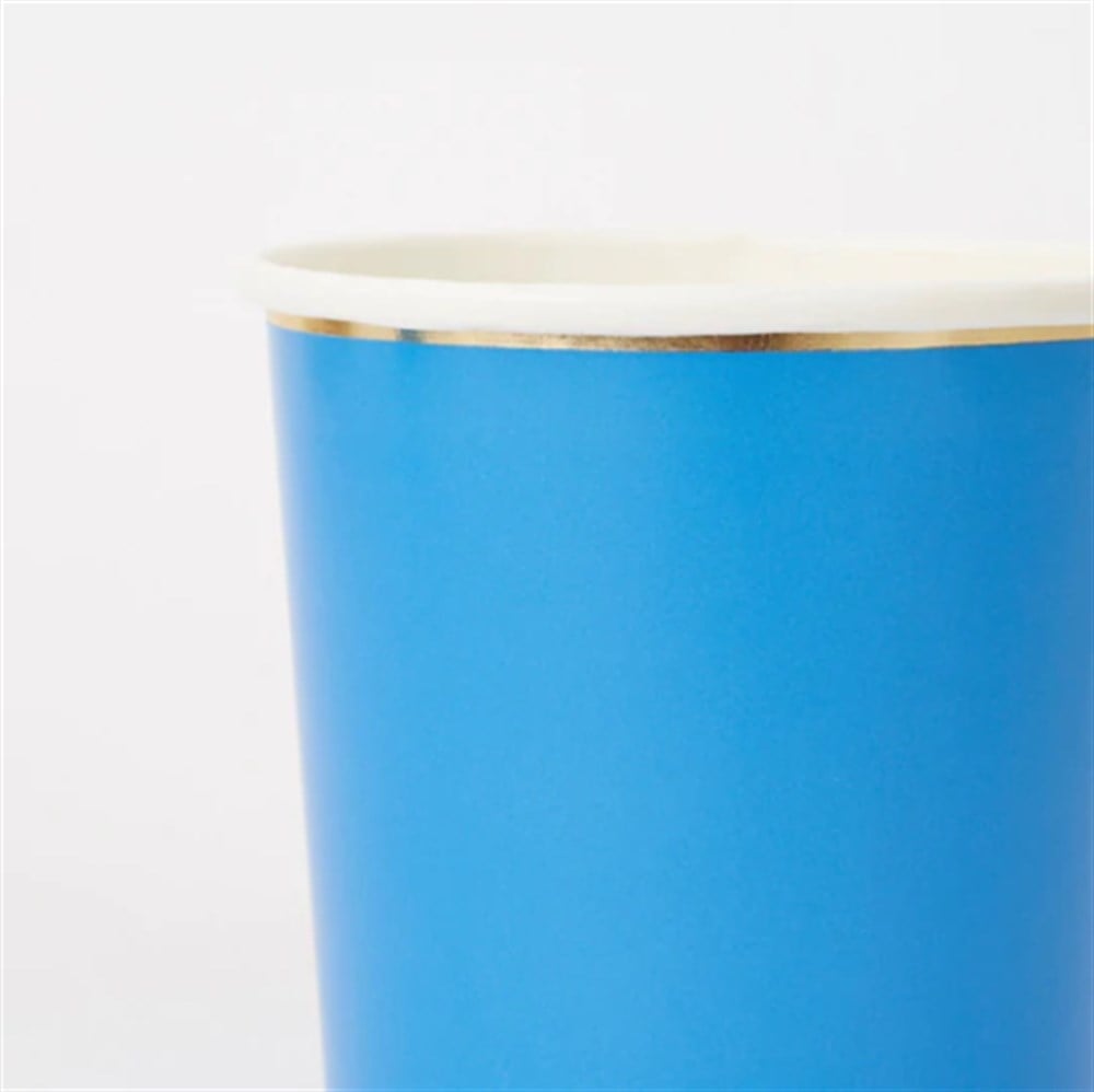 Meri Meri - Bright Blue Highball Cups - Parlak Mavi Bardaklar - L - 8'Li