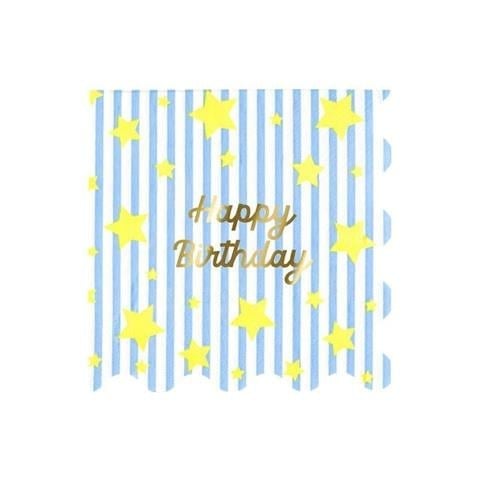 Meri Meri - Bright Star Happy Birthday Large Napkins - Parlak Yıldız Happy Birthday Peçeteler - L - 16 Adet