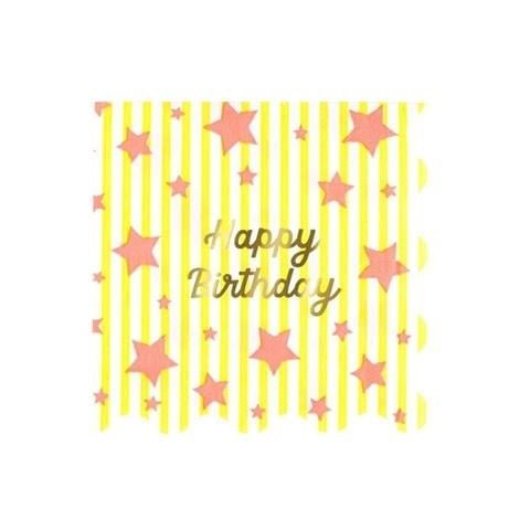 Meri Meri - Bright Star Happy Birthday Large Napkins - Parlak Yıldız Happy Birthday Peçeteler - L - 16 Adet
