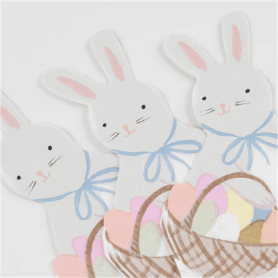 Meri Meri - Bunny With Basket Napkins - Sepetli Tavşan Peçeteler - 16'lı