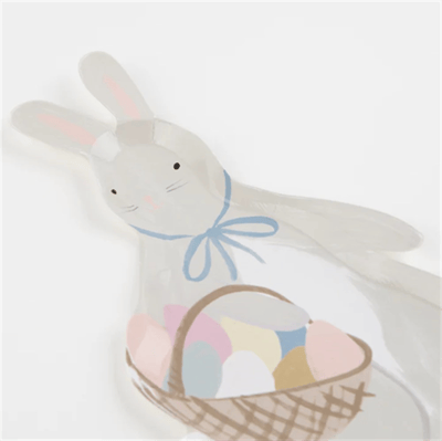 Meri Meri - Bunny With Basket Plates - Sepetli Tavşan Tabaklar - 8'li