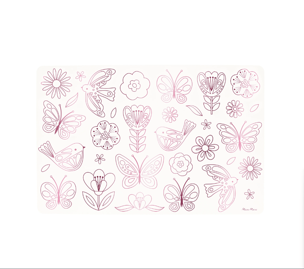 Meri Meri - Butterflies & Flowers Colouring Placemats - Kelebekler & Çiçekler Boyama Amerikan Servisleri (x8)