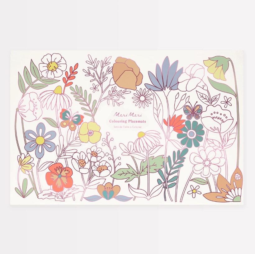 Meri Meri - Butterflies & Flowers Colouring Placemats - Kelebekler & Çiçekler Boyama Amerikan Servisleri (x8)