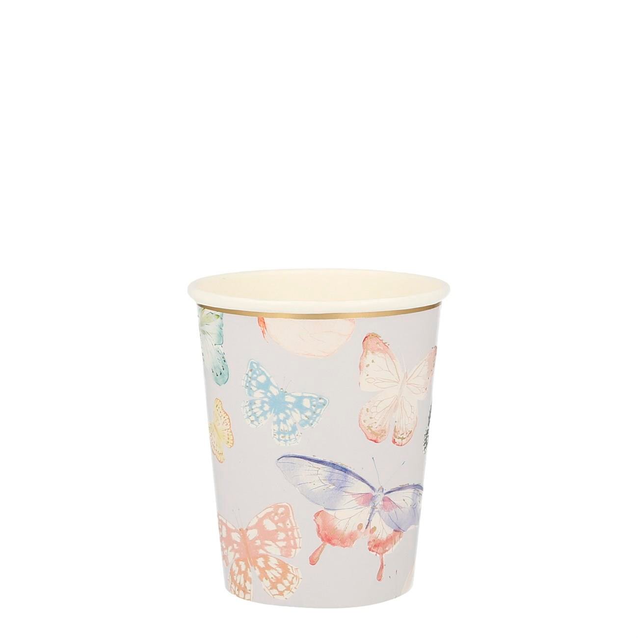 Meri Meri - Butterfly Party Cups - Kelebek Bardak - 8'li