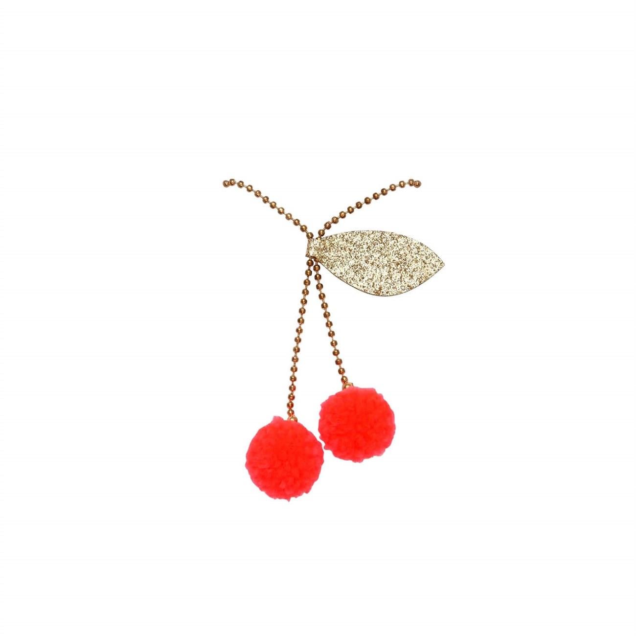 Meri Meri - Cherry Pompom Necklace - Ponpon Kiraz Kolye