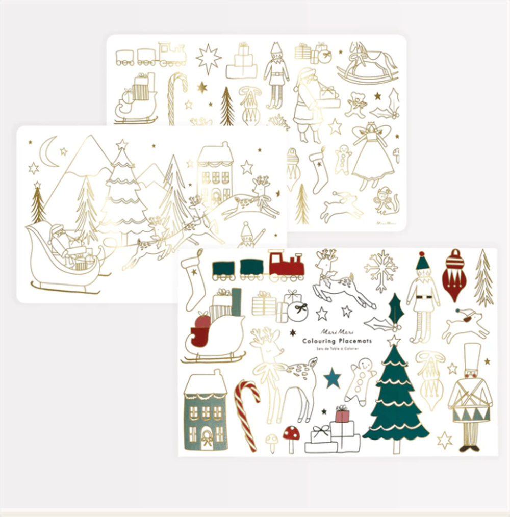 Meri Meri - Christmas Colouring Placemats - Yeni Yıl Boyamalı Amerikan Servisi - 8'Li