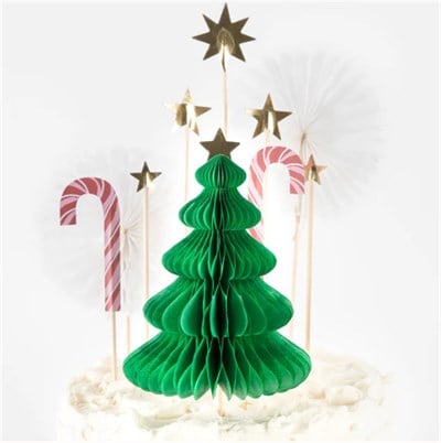 Meri Meri - Christmas Honeycomb Cake Topper Set - Petekli Yeni Yıl Pasta Süsü Seti - 10 parça