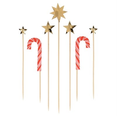 Meri Meri - Christmas Honeycomb Cake Topper Set - Petekli Yeni Yıl Pasta Süsü Seti - 10 parça