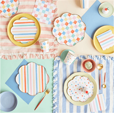 Meri Meri - Colourful Pattern Side Plates - Renkli Desenler Tabaklar - 8'li