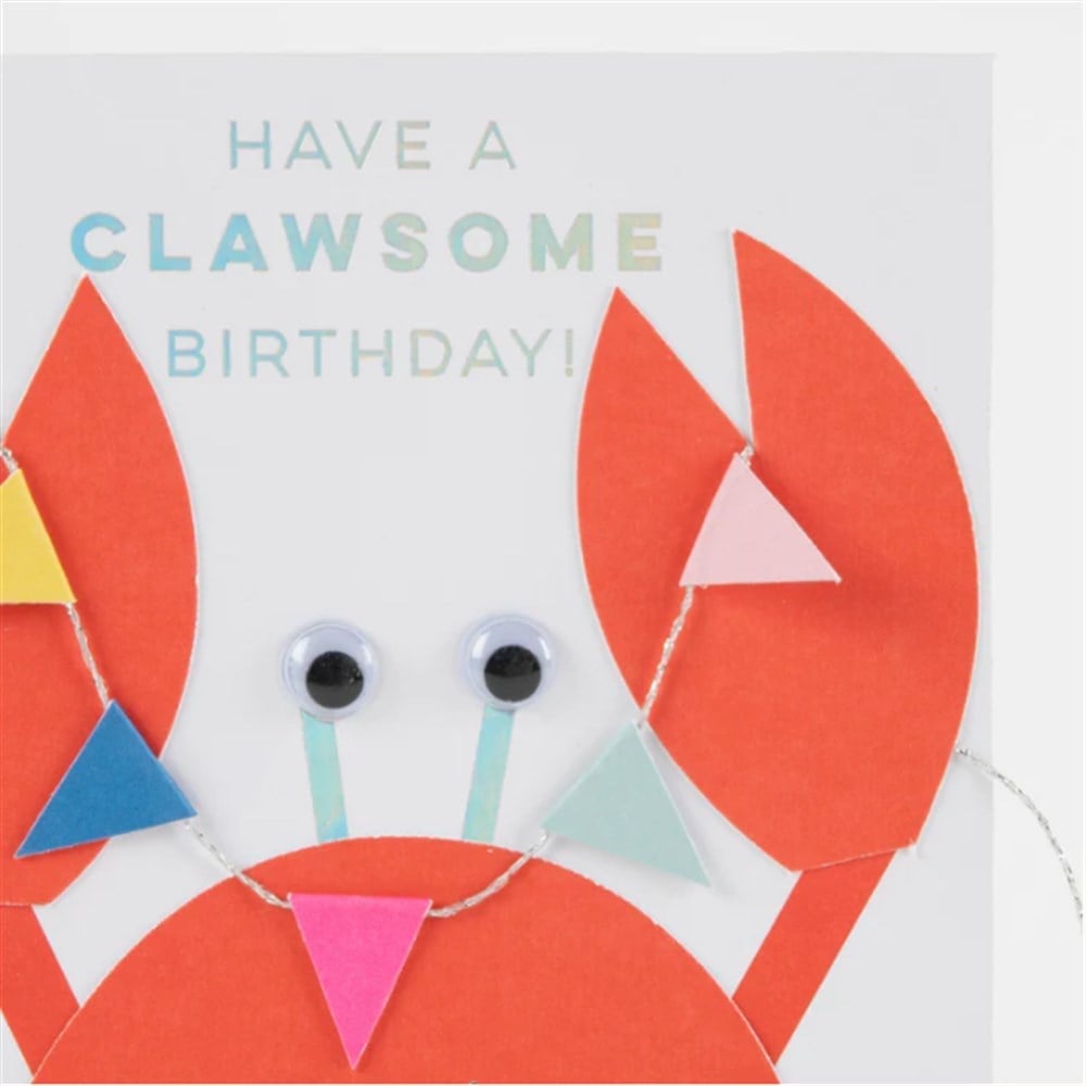 Meri Meri - Crab With Bunting Card - Yengeç Tebrik Kartı