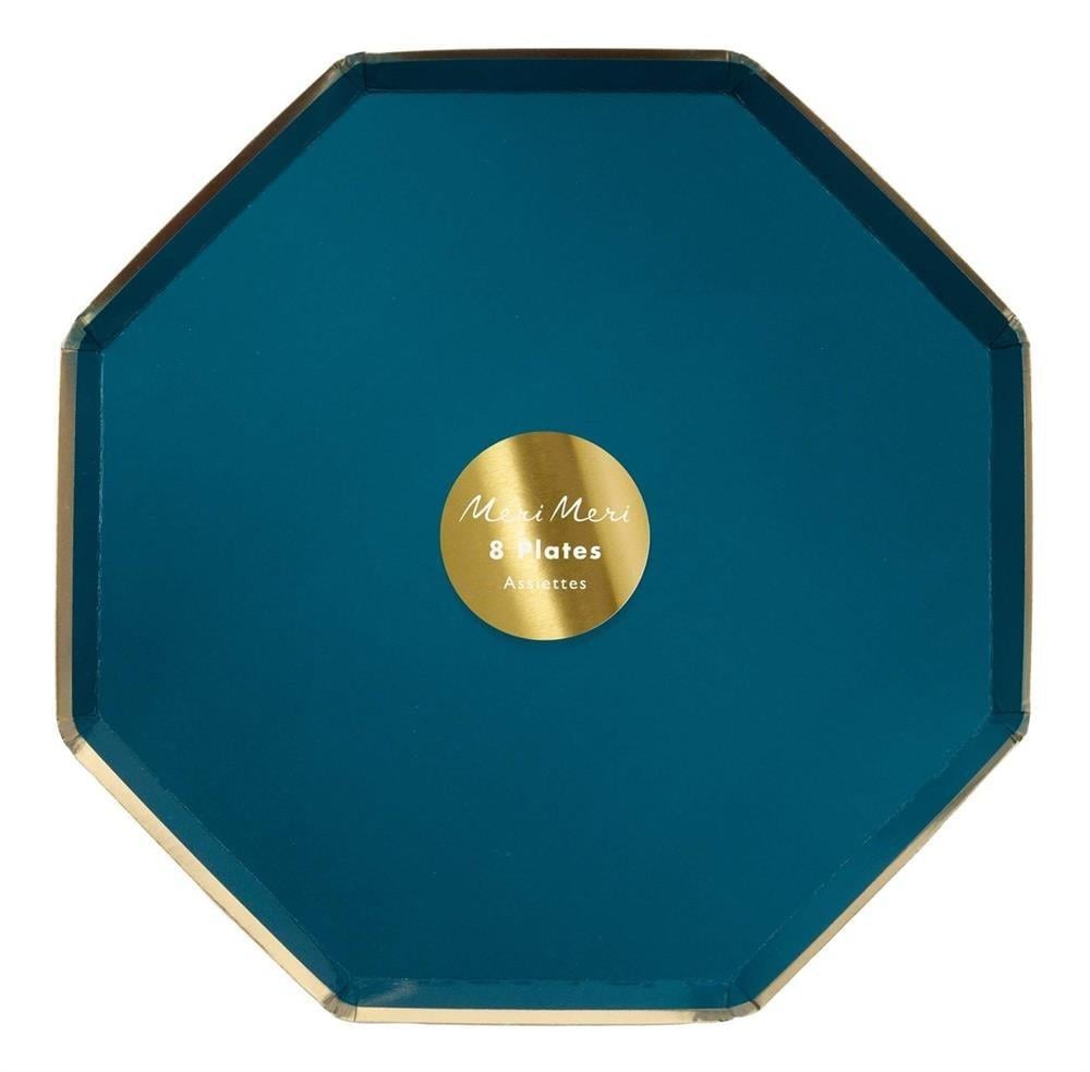 Meri Meri - Dark Teal Plates - Koyu Turkuaz Tabaklar - L - 8'Li