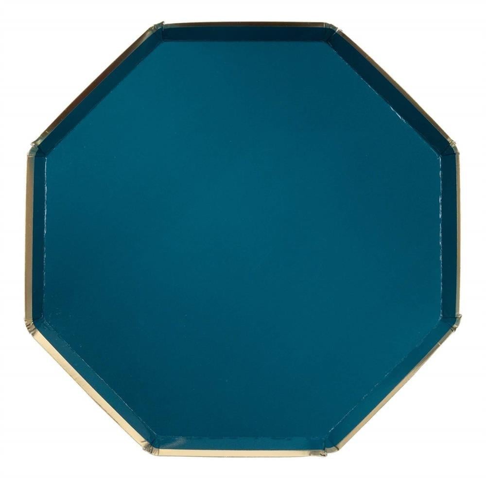 Meri Meri - Dark Teal Plates - Koyu Turkuaz Tabaklar - L - 8'Li