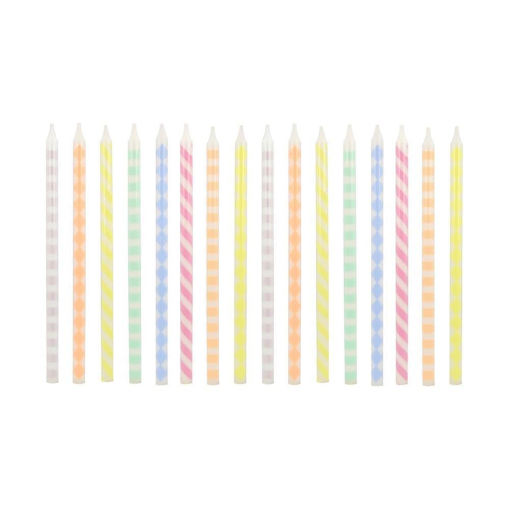 Meri Meri - Desenli Pastel Mumlar - 16 Adet