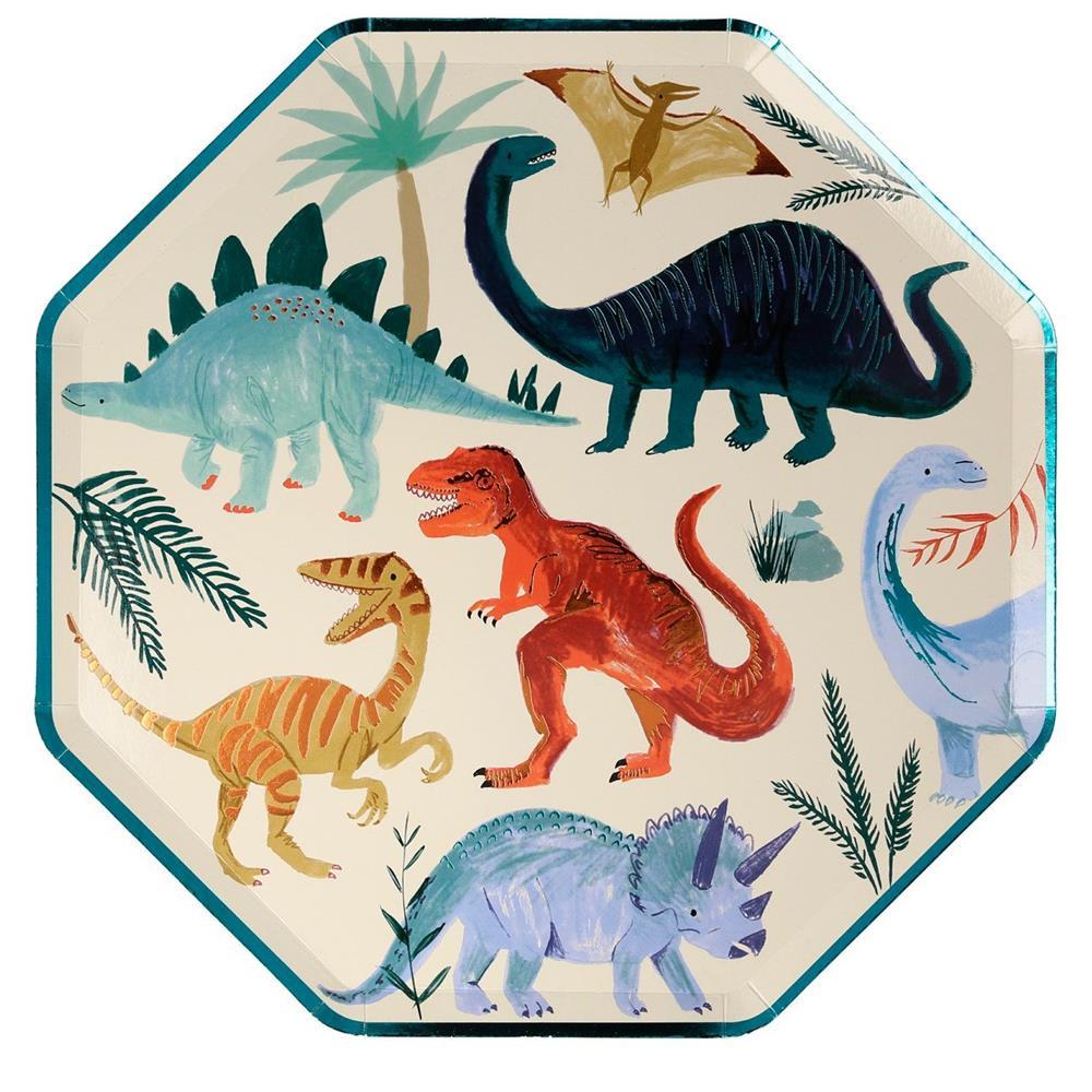 Meri Meri - Dinosaur Plates - Dinozor Tabak - 8'Li