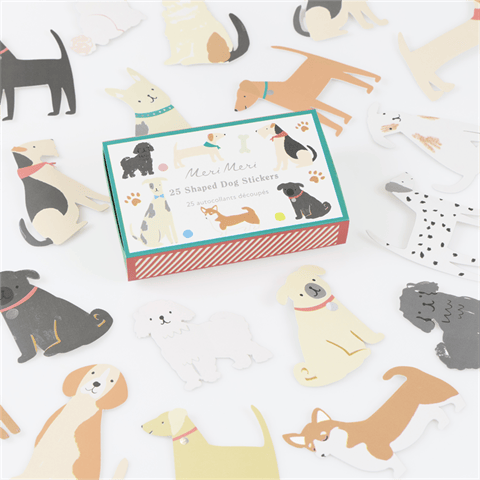 Meri Meri - Dog Shaped Stickers - Köpek Şekilli Çıkartmalar - 25 Çıkartma