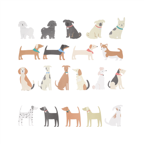 Meri Meri - Dog Shaped Stickers - Köpek Şekilli Çıkartmalar - 25 Çıkartma