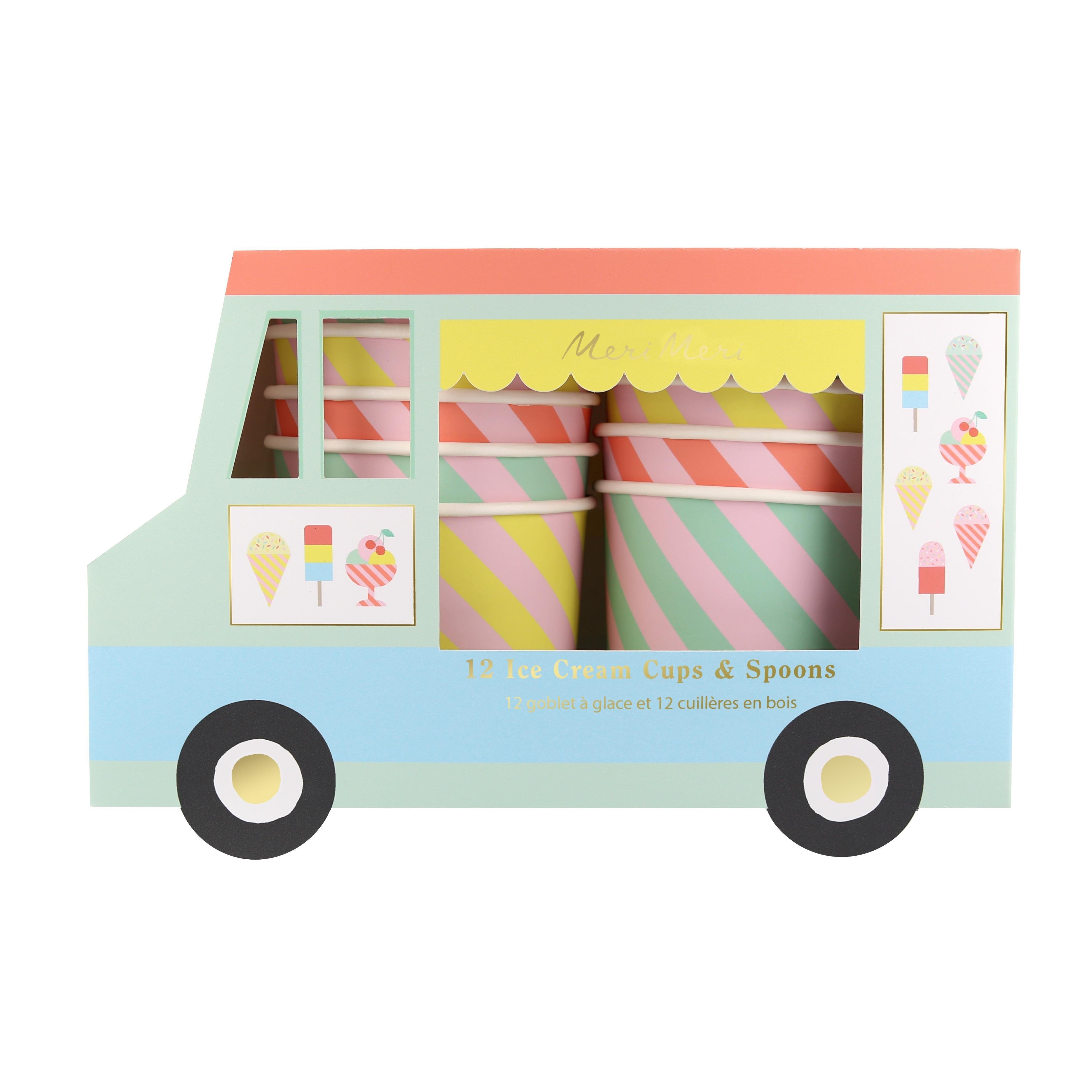 Meri Meri - Dondurma Kap ve Kaşıkları - 12 Adet