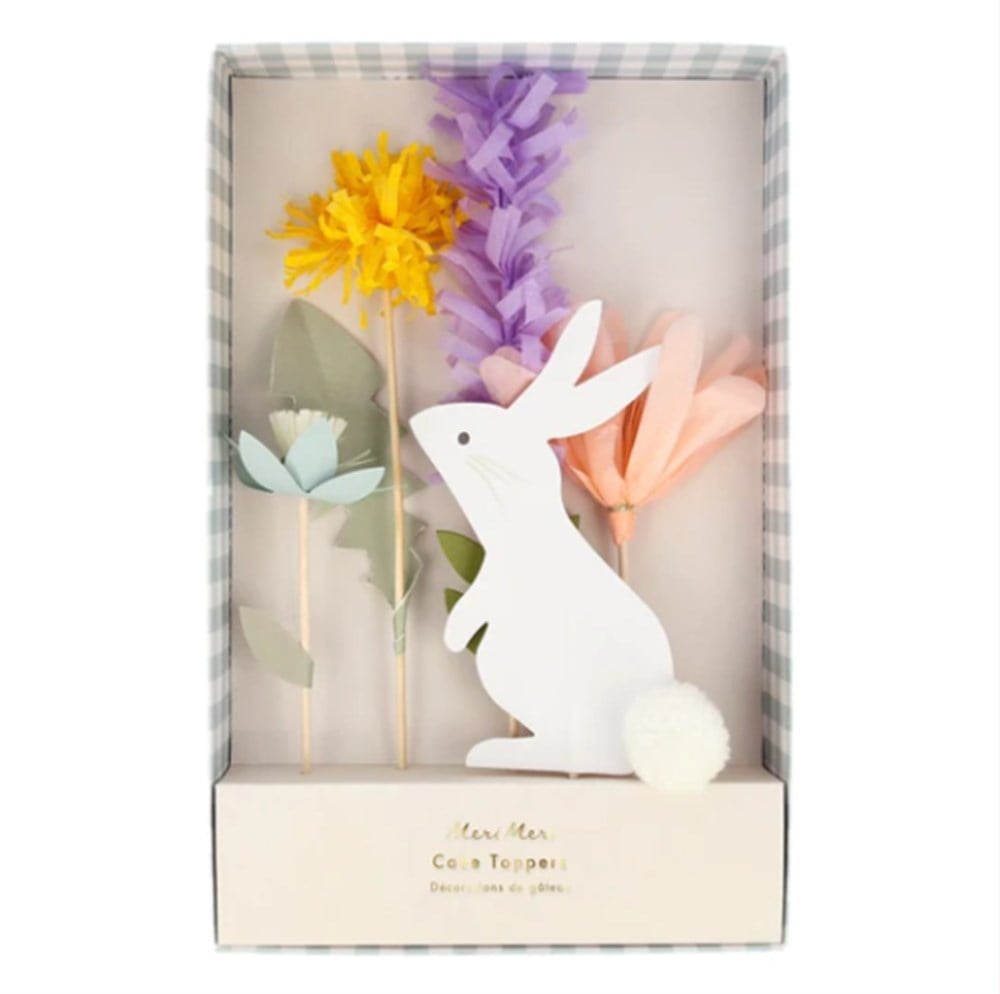 Meri Meri - Easter Cake Toppers - Çiçekli Tavşan Pasta Süsleri