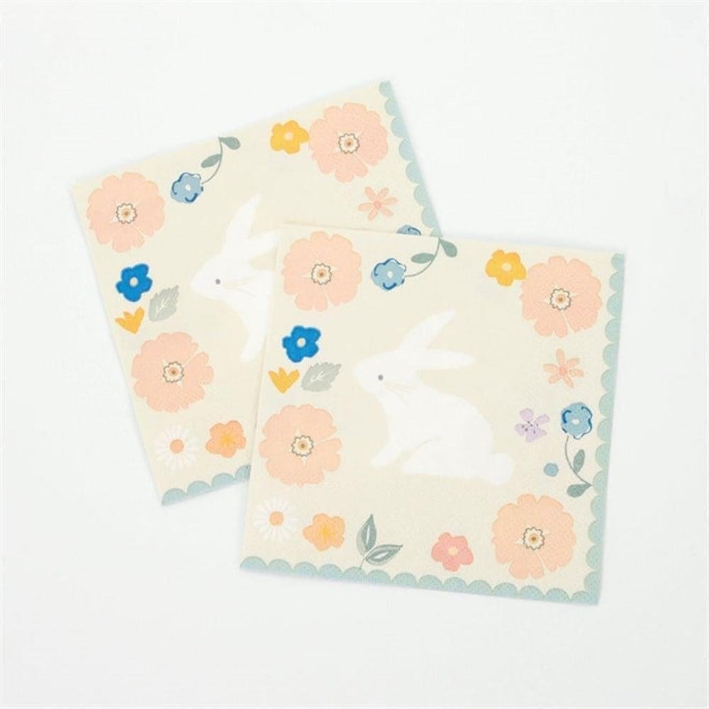 Meri Meri - Easter Napkins - Çiçekli Tavşan Peçeteler - S - 20'Li