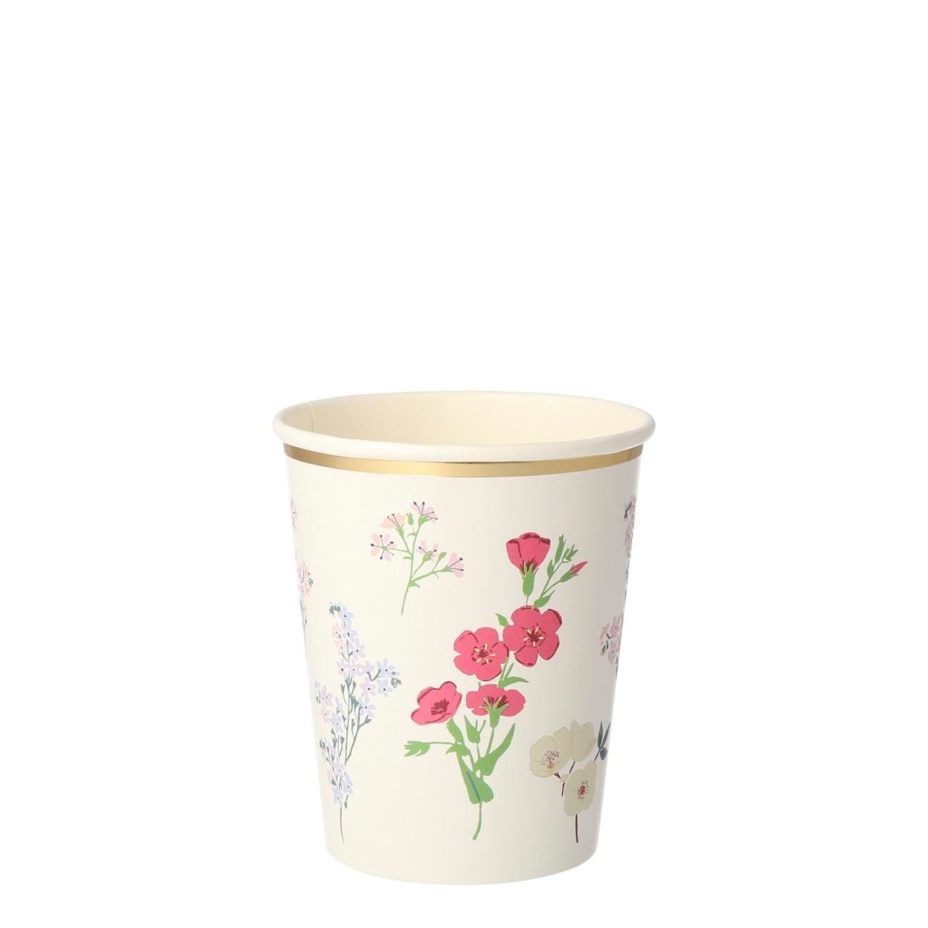 Meri Meri - English Garden Party Cups - English Garden Bardak - 8'li