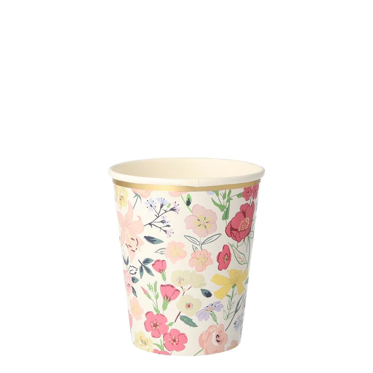 Meri Meri - English Garden Party Cups - English Garden Bardak - 8'li