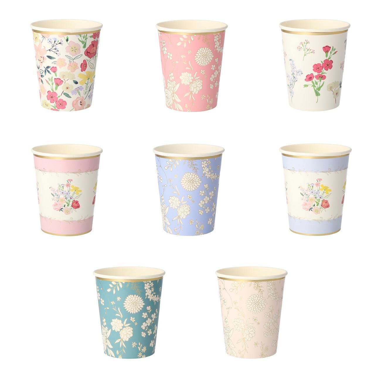 Meri Meri - English Garden Party Cups - English Garden Bardak - 8'li
