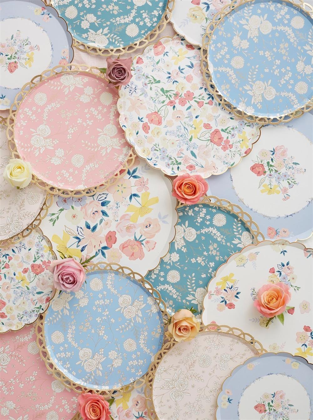 Meri Meri - English Garden Plates - English Garden Tabak - S - 8'Li