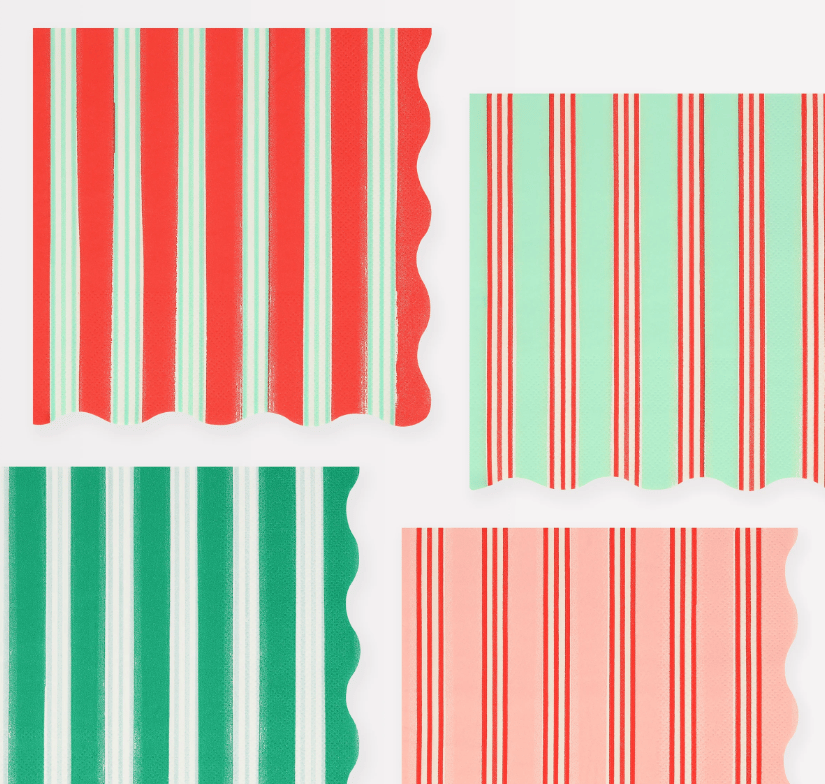 Meri Meri - Festive Çizgili Peçete - L - 16 Adet