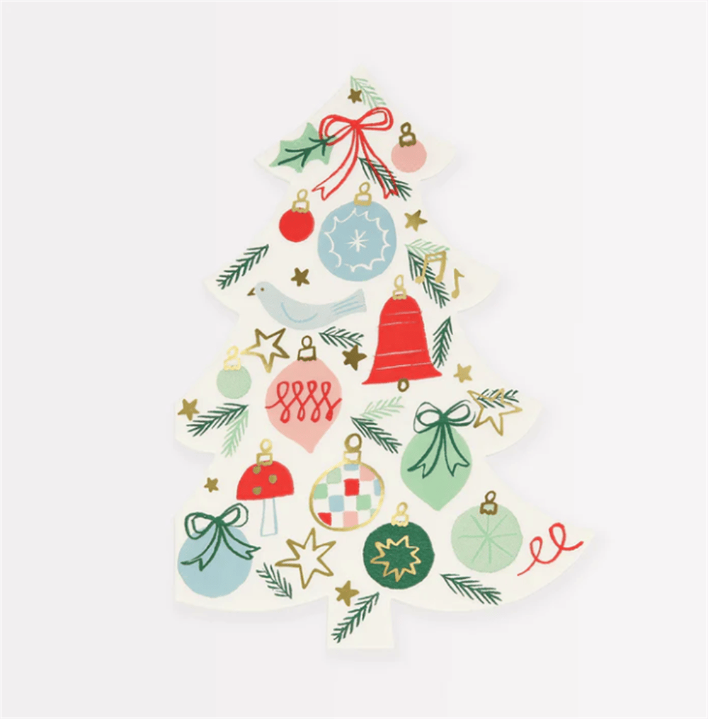 Meri Meri - Festive Pattern Tree Napkins - Yeni Yıl Ağacı Peçeteler (16'Lı)