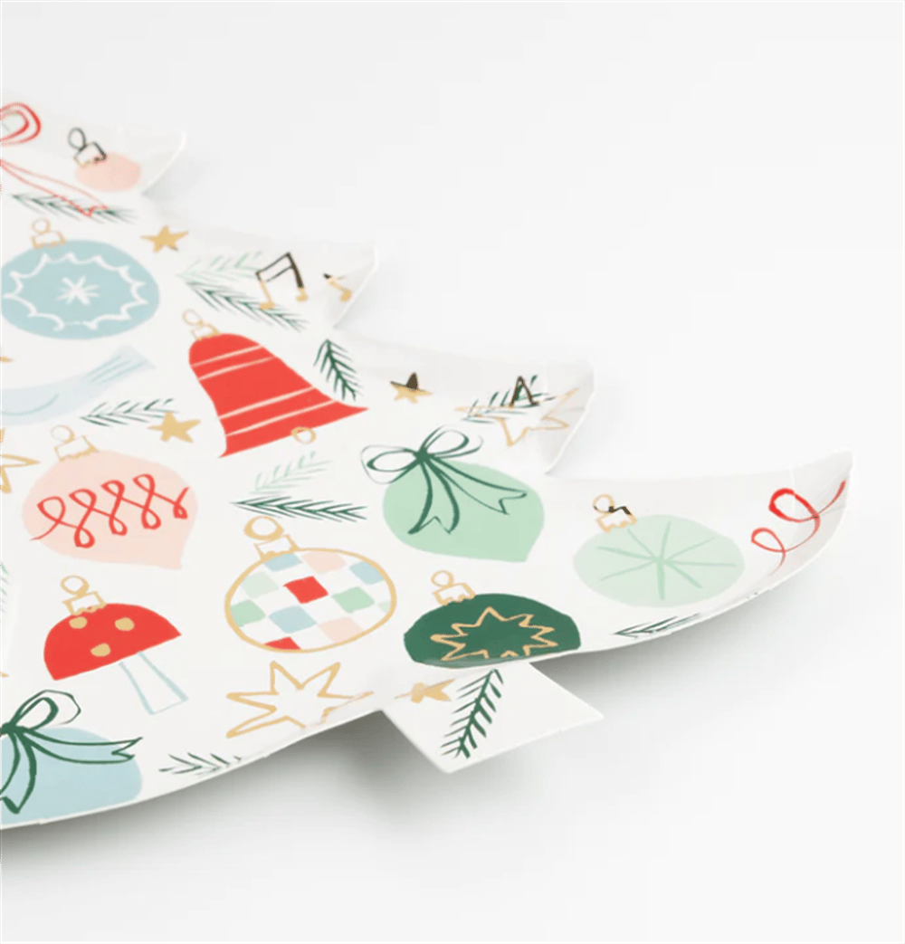 Meri Meri - Festive Pattern Tree Plates - Yeni Yıl Ağacı Tabaklar (8'Li)