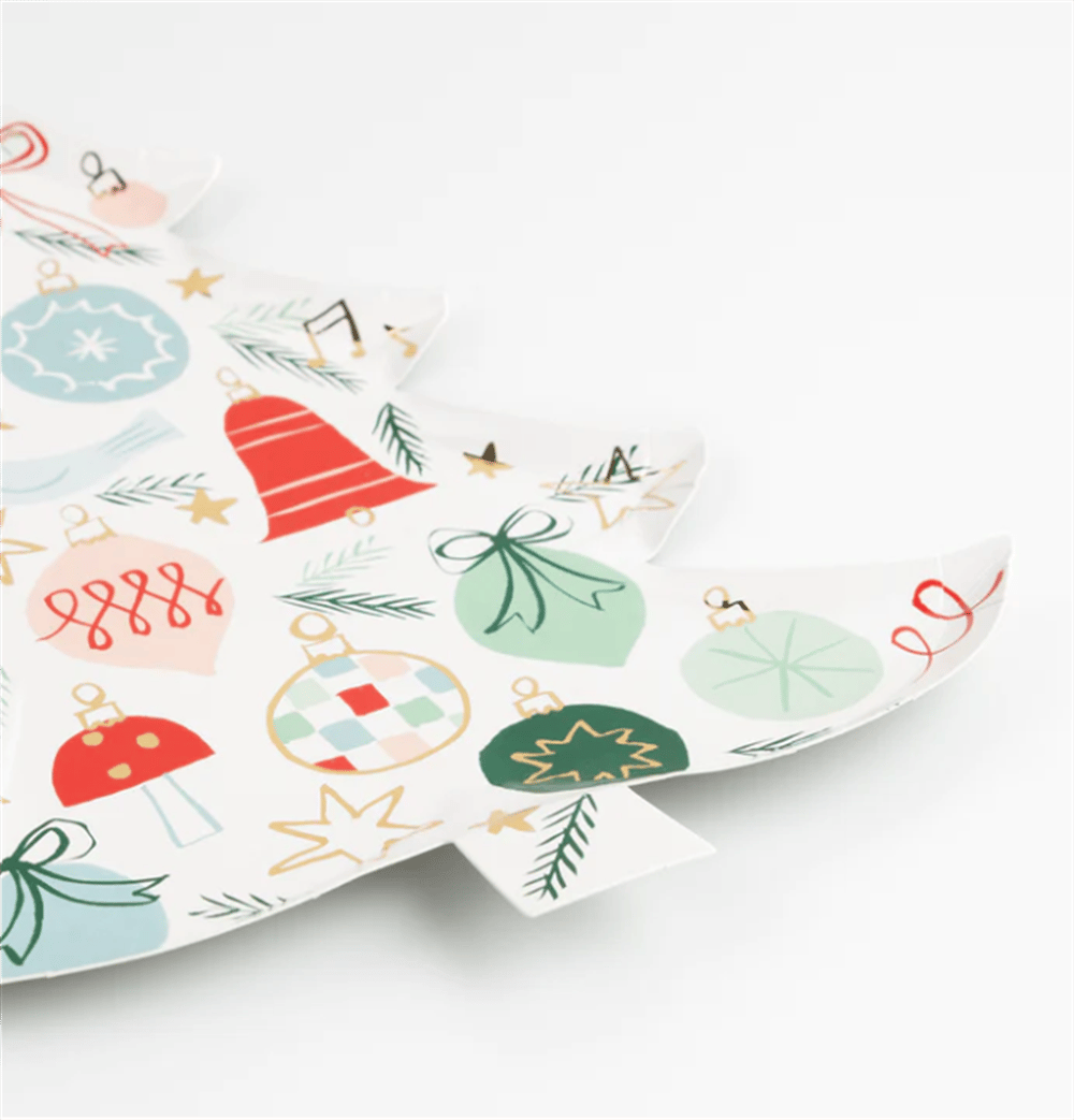 Meri Meri - Festive Pattern Tree Plates - Yeni Yıl Ağacı Tabaklar (8'li)
