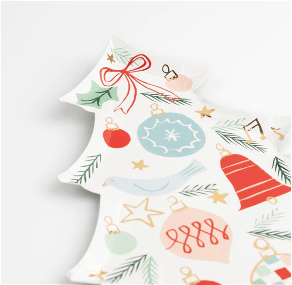 Meri Meri - Festive Pattern Tree Plates - Yeni Yıl Ağacı Tabaklar (8'li)