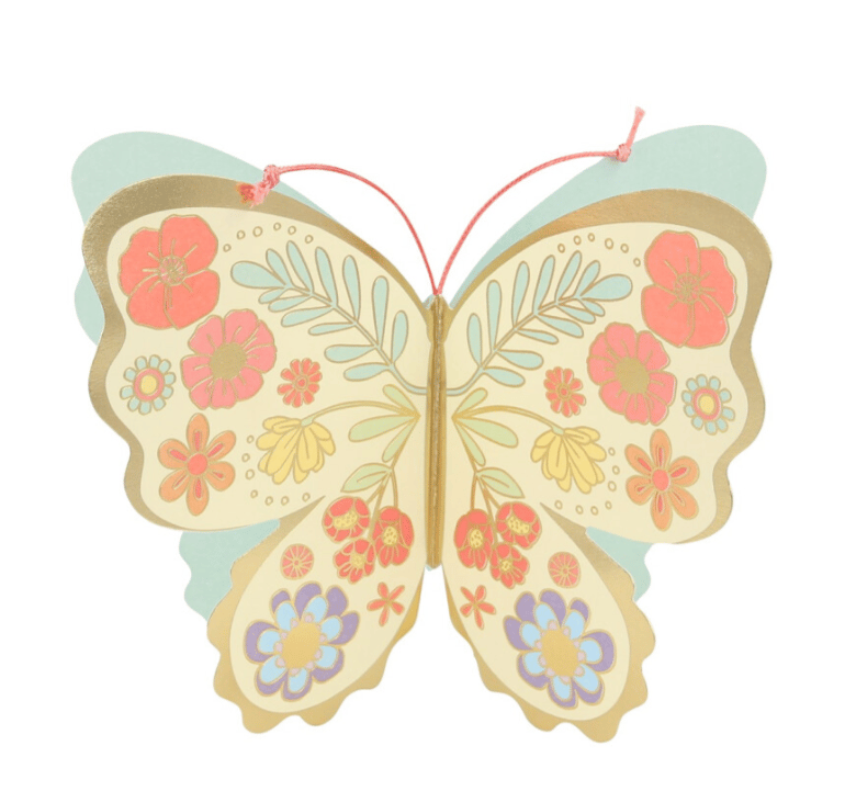 Meri Meri - Floral Butterfly Card - Çiçekli Kelebek Tebrik Kartı