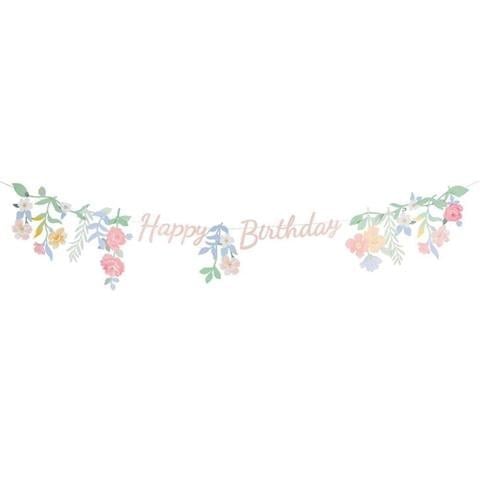 Meri Meri - Floral Happy Birthday Garland - Çiçekli Happy Birthday Asılan Süs