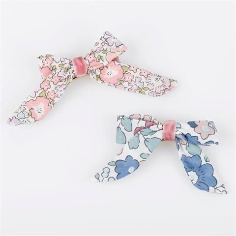 Meri Meri - Floral Pattern Bow Hair Clips - Çiçek Desenli Fiyonklu Saç Tokaları - 4 Adet