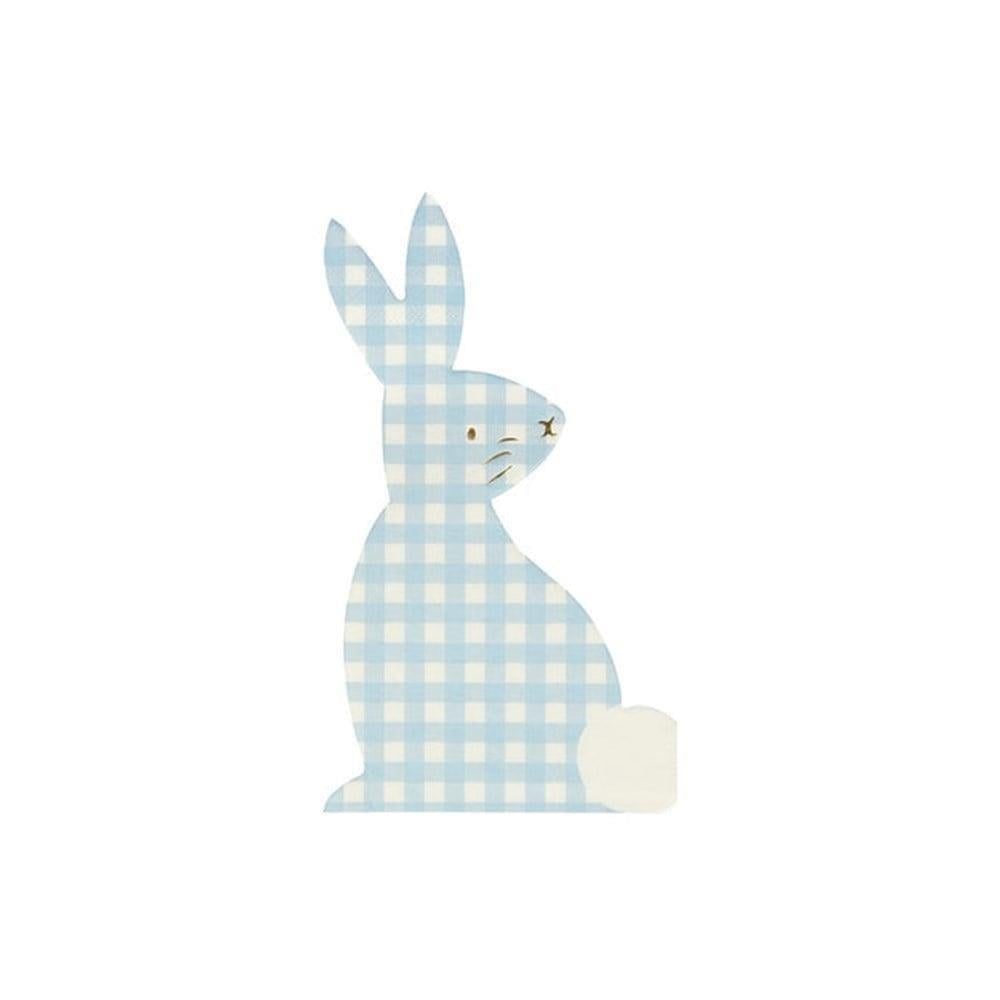 Meri Meri - Gingham Bunny Napkins - Damalı Tavşan Peçeteler - 16'Lı