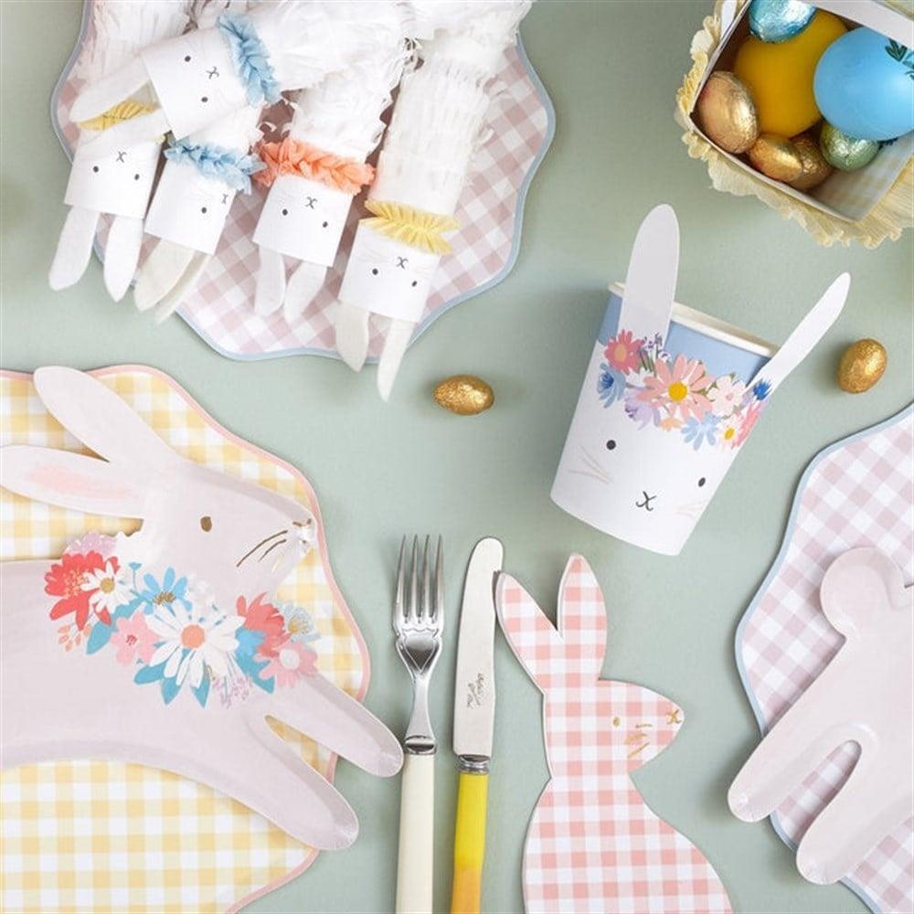 Meri Meri - Gingham Bunny Napkins - Damalı Tavşan Peçeteler - 16'Lı
