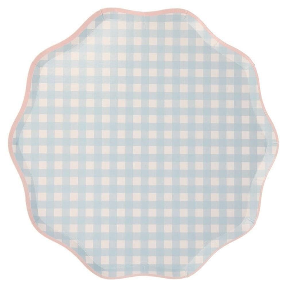 Meri Meri - Gingham Plates - Damalı Tabaklar - L - 12'Li